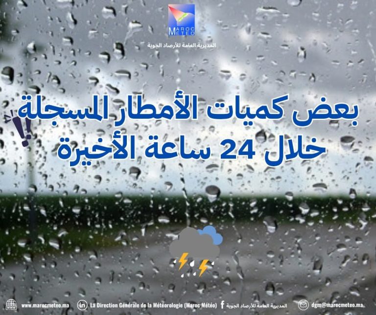 بعض كميات التساقطات المطرية المسجلة (بالملم)