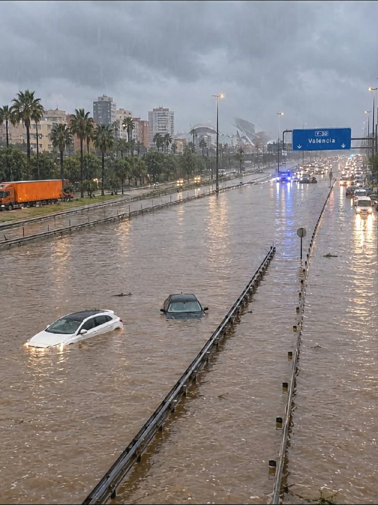 أمطار رعدية تغمر شوارع فالنسيا لليوم الثاني على التوالي
