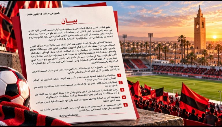 رابطة قدماء لاعبي ومساندي شباب المسيرة بالعيون تثير الجدل حول وضعية النادي وتطالب بتدخل السلطات